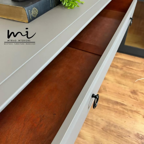 Refurbished Vintage Stag Minstrel Chest Of Drawers - Mid Grey - Matt Black