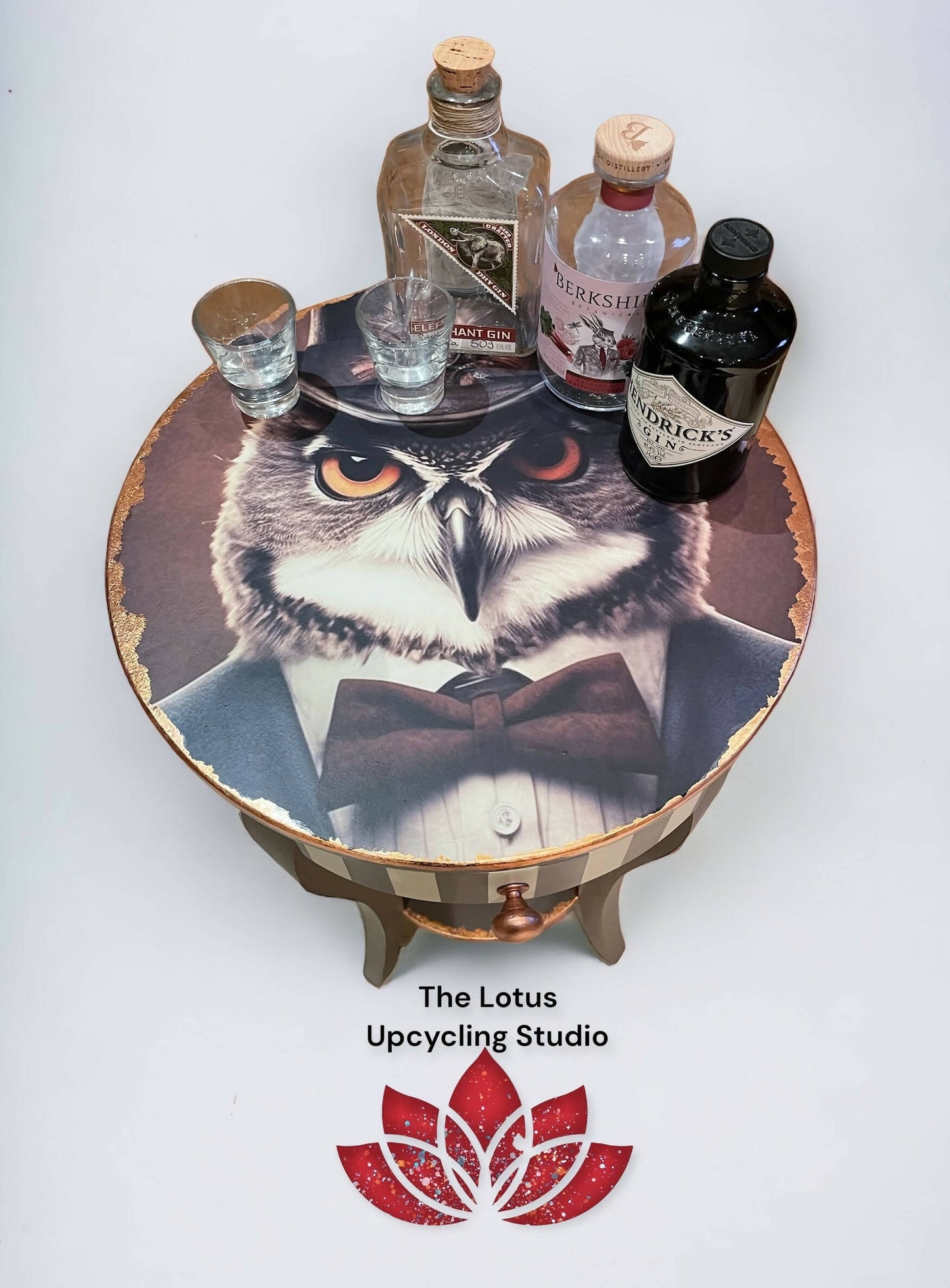 Mr Hooter, Owl Steampunk Drinks Table, Occasional Table, Console Table, Plant Table