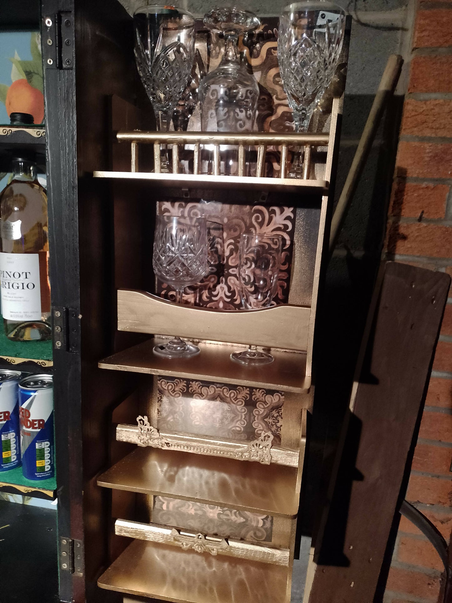 Upcycled 1970s bookcase into a drinks cabinet