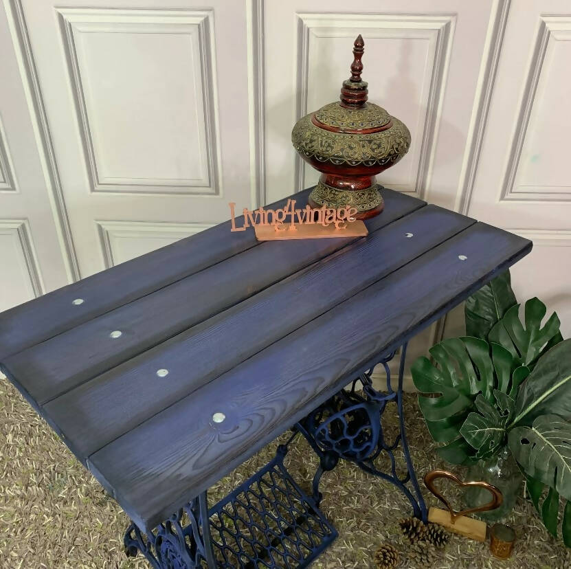 Sewing Machine Table Singer Table Yakisugi Technique Industrial Style Console Table