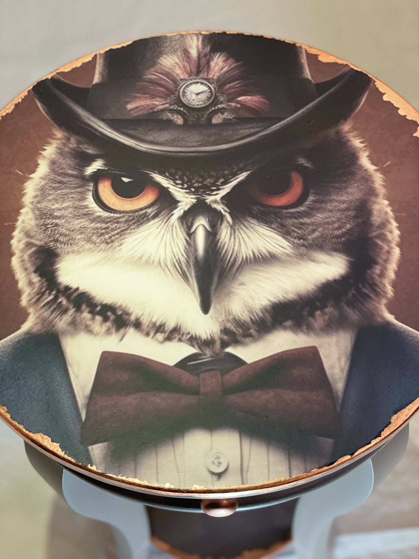 Mr Hooter, Owl Steampunk Drinks Table, Occasional Table, Console Table, Plant Table