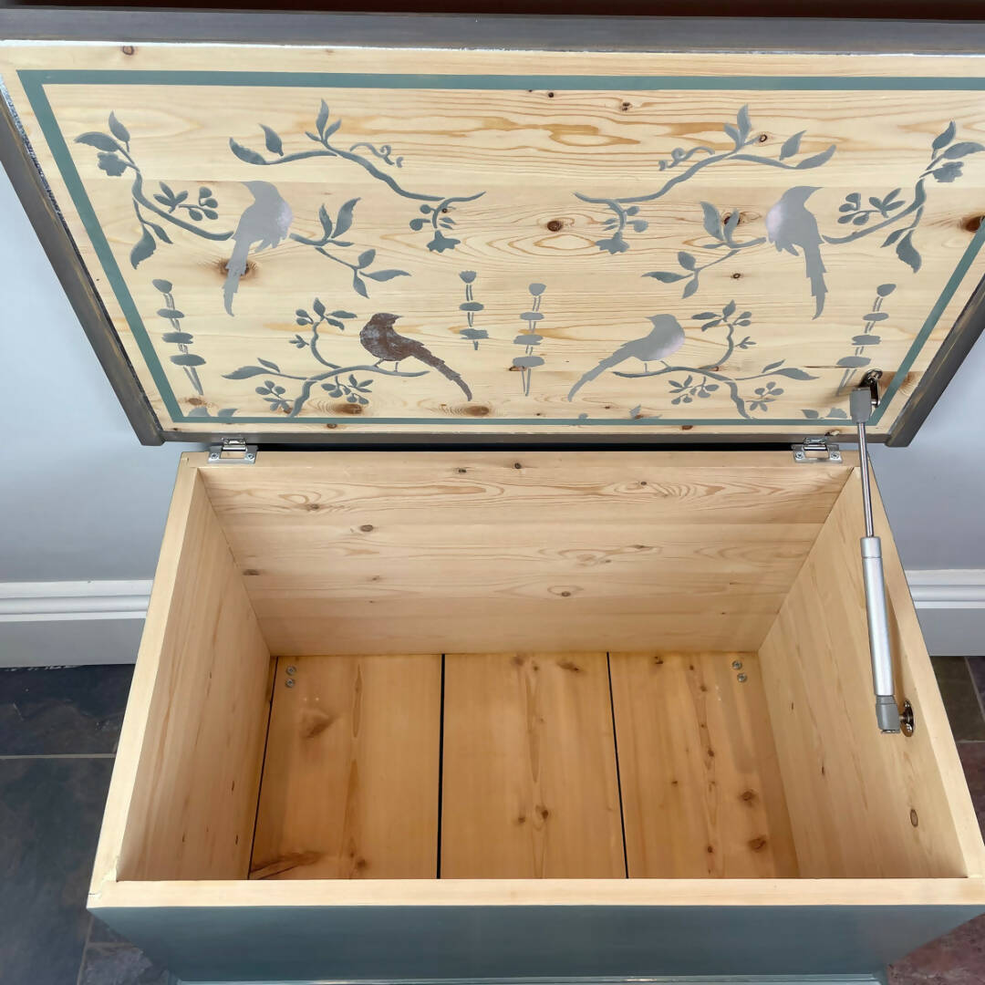 Hand Painted Pine Blanket Box