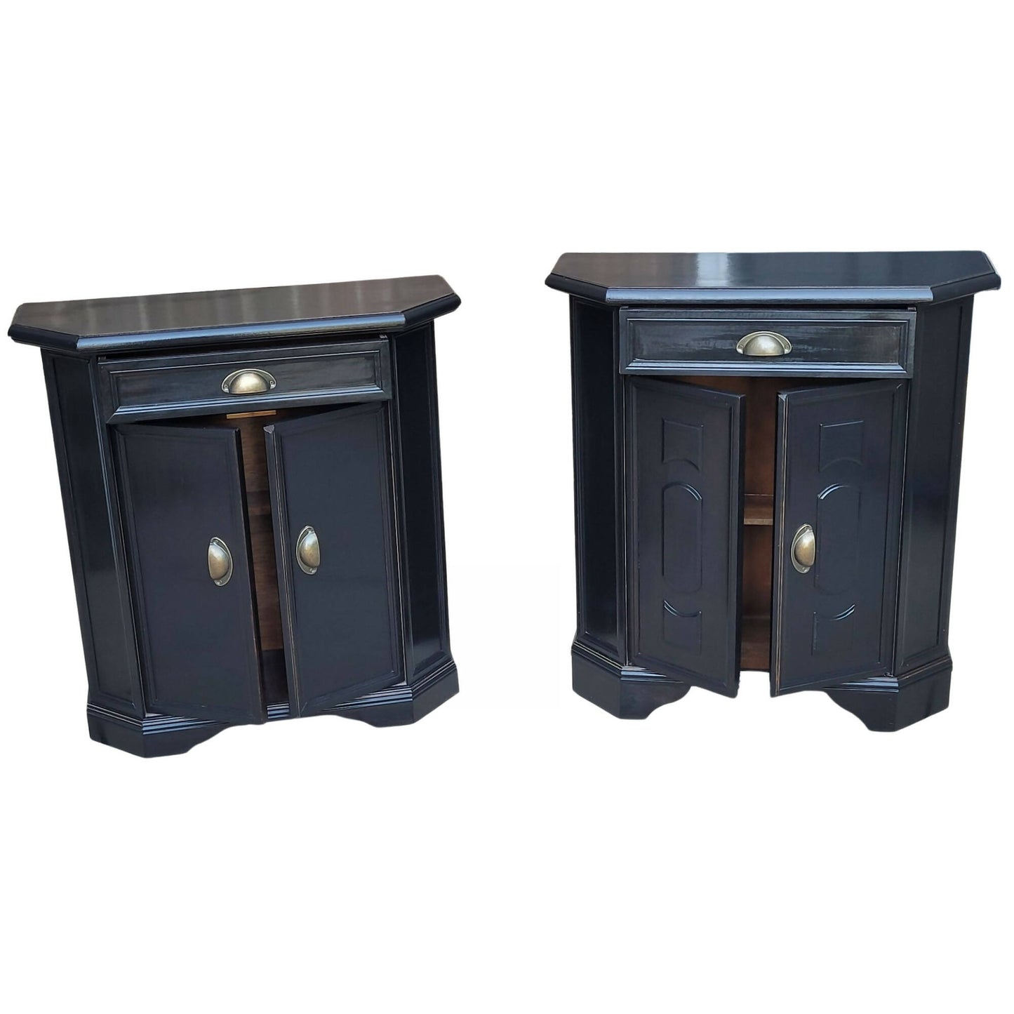 Two Black Antique Kitchen Cabinets