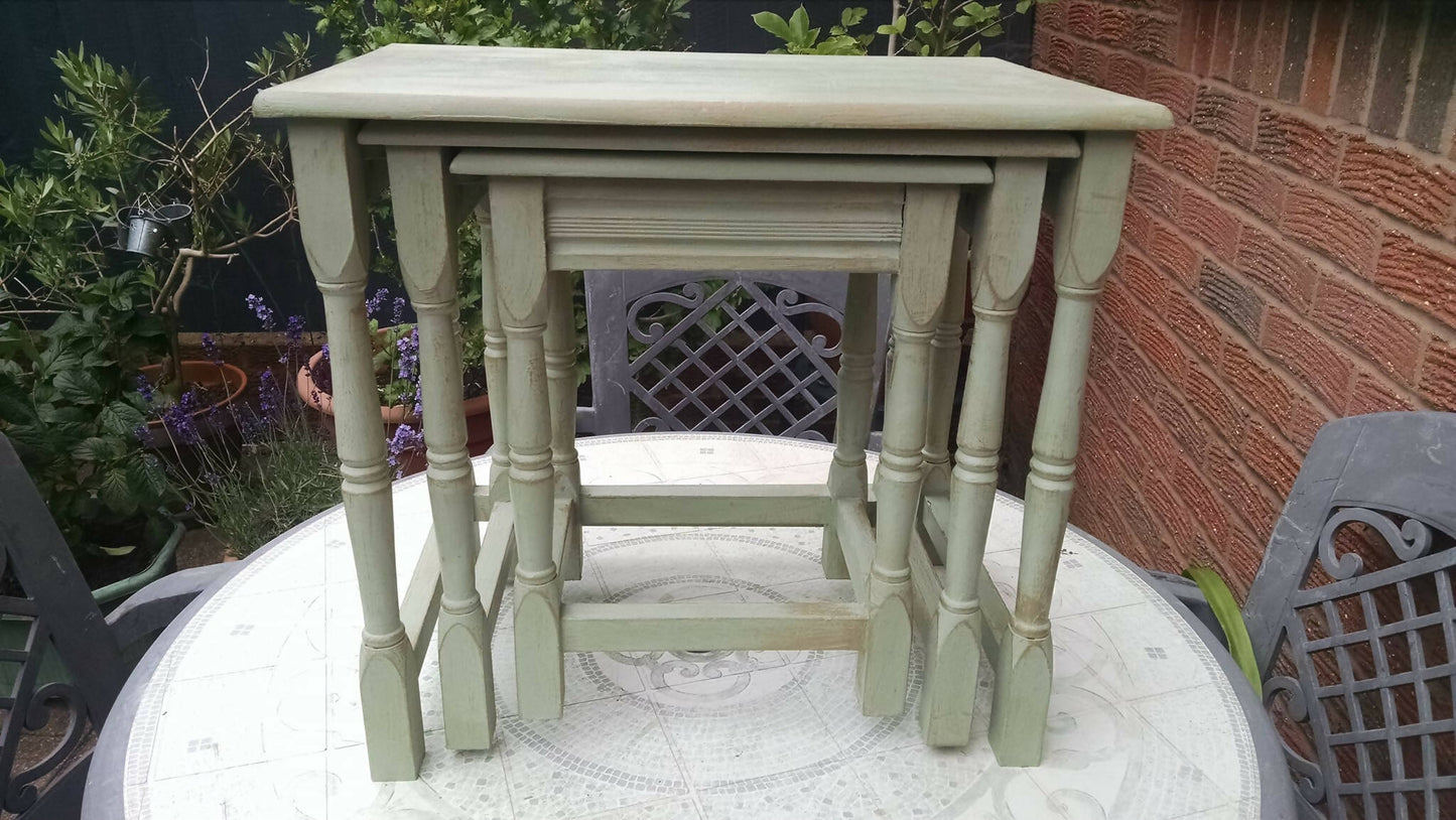 Green and gold nest of tables
