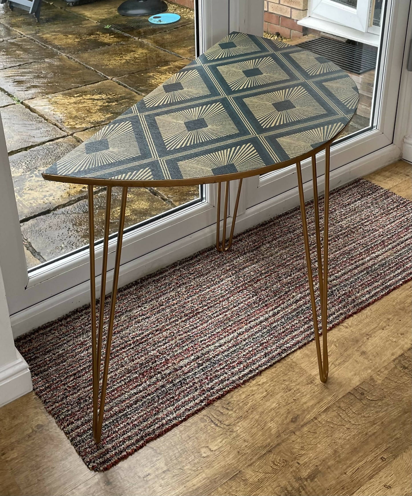 Console Hall Table Half Circle Decoupage