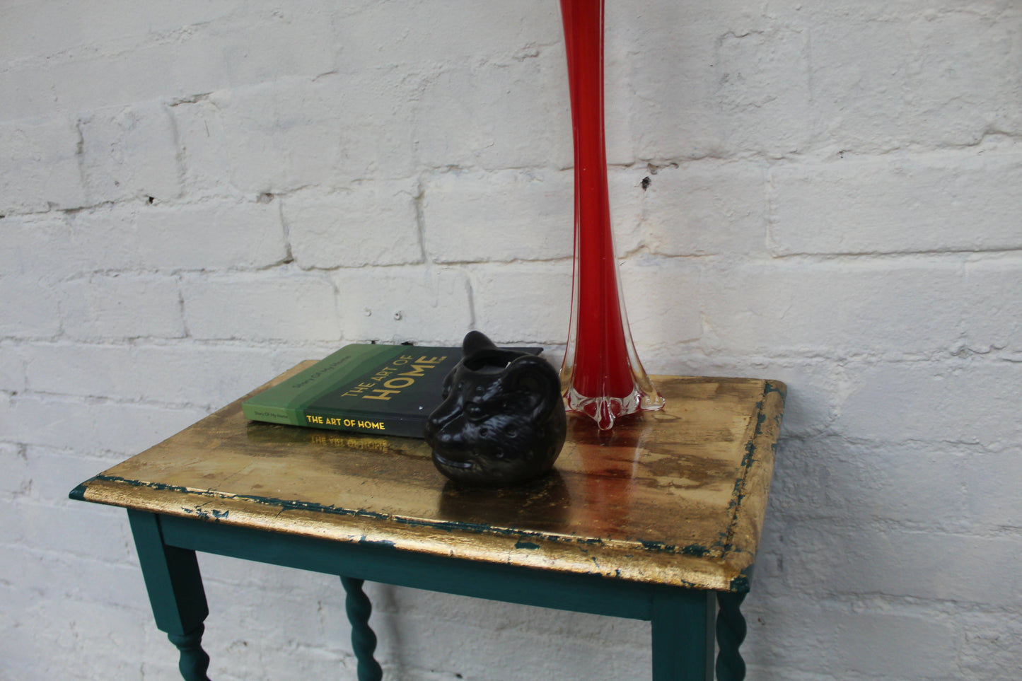 Carolina Green And Gold Barley Twist Leg Table