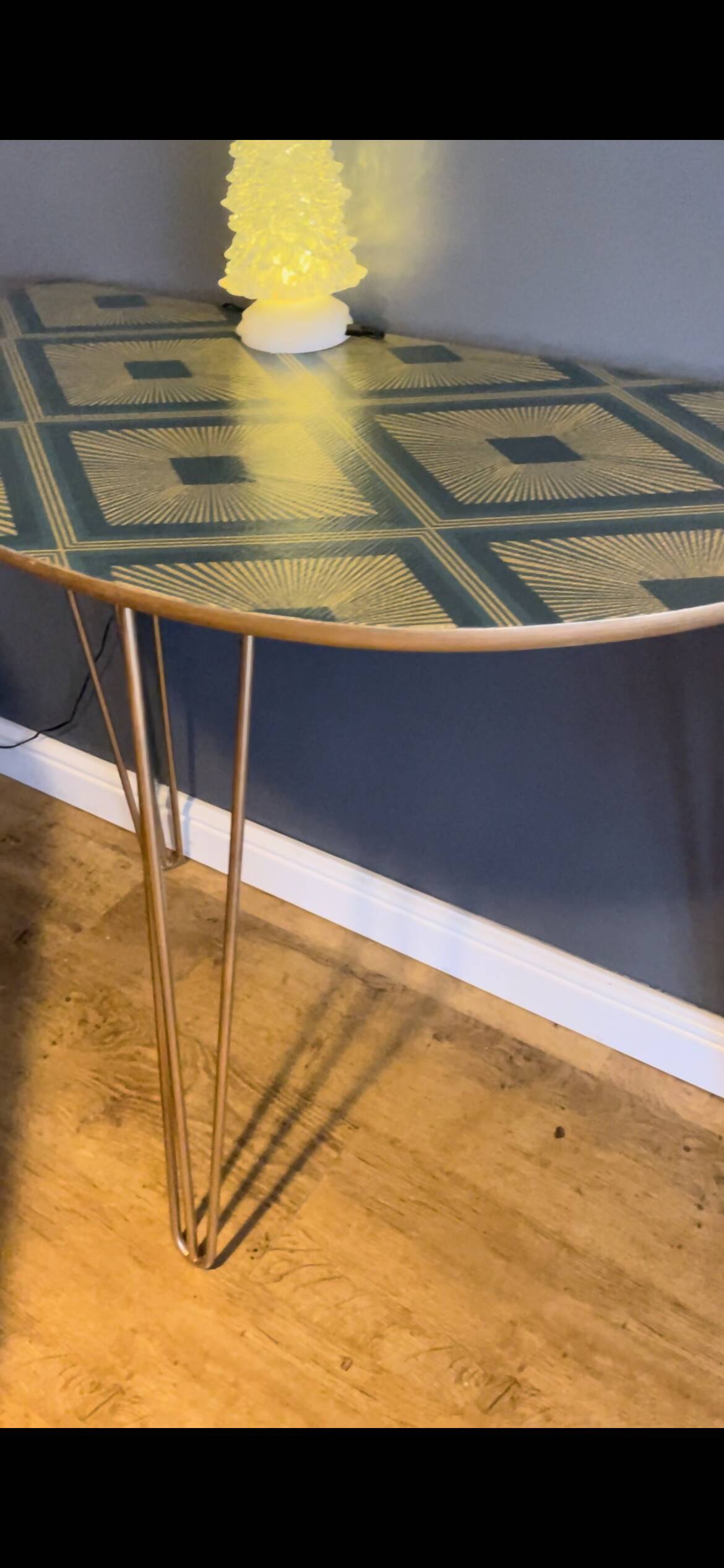 Console Hall Table Half Circle Decoupage