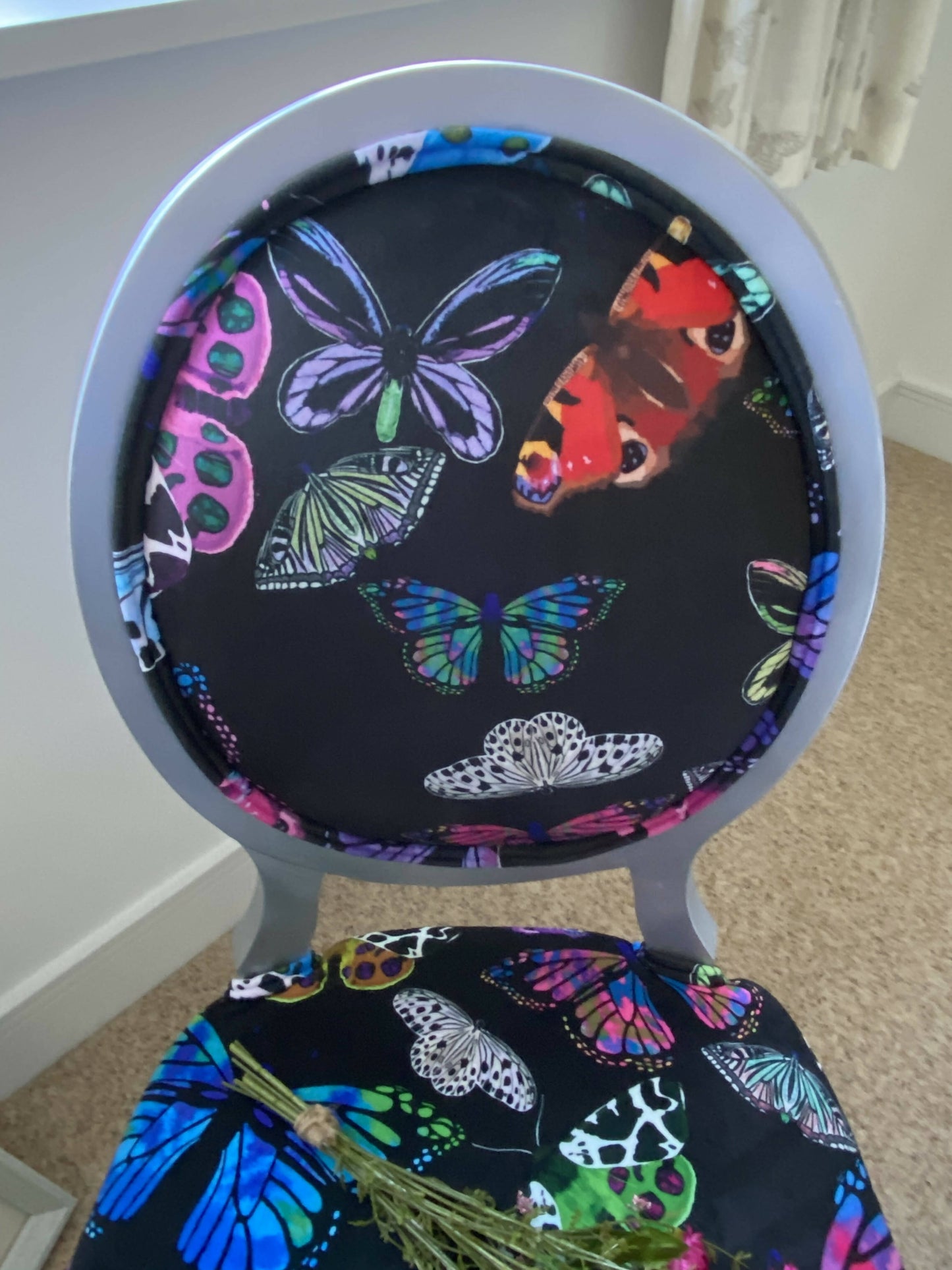 Designer Butterfly Fabric Accent Chair