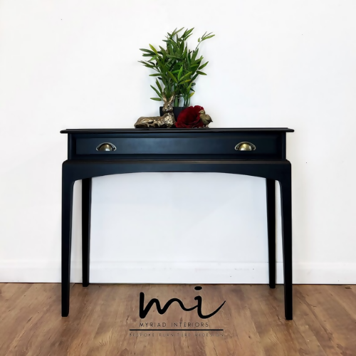 MADE TO ORDER Refurbished vintage Stag console table, black, antique brass, bronze, hallway, dresser, dressing table, hand painted, upcycled