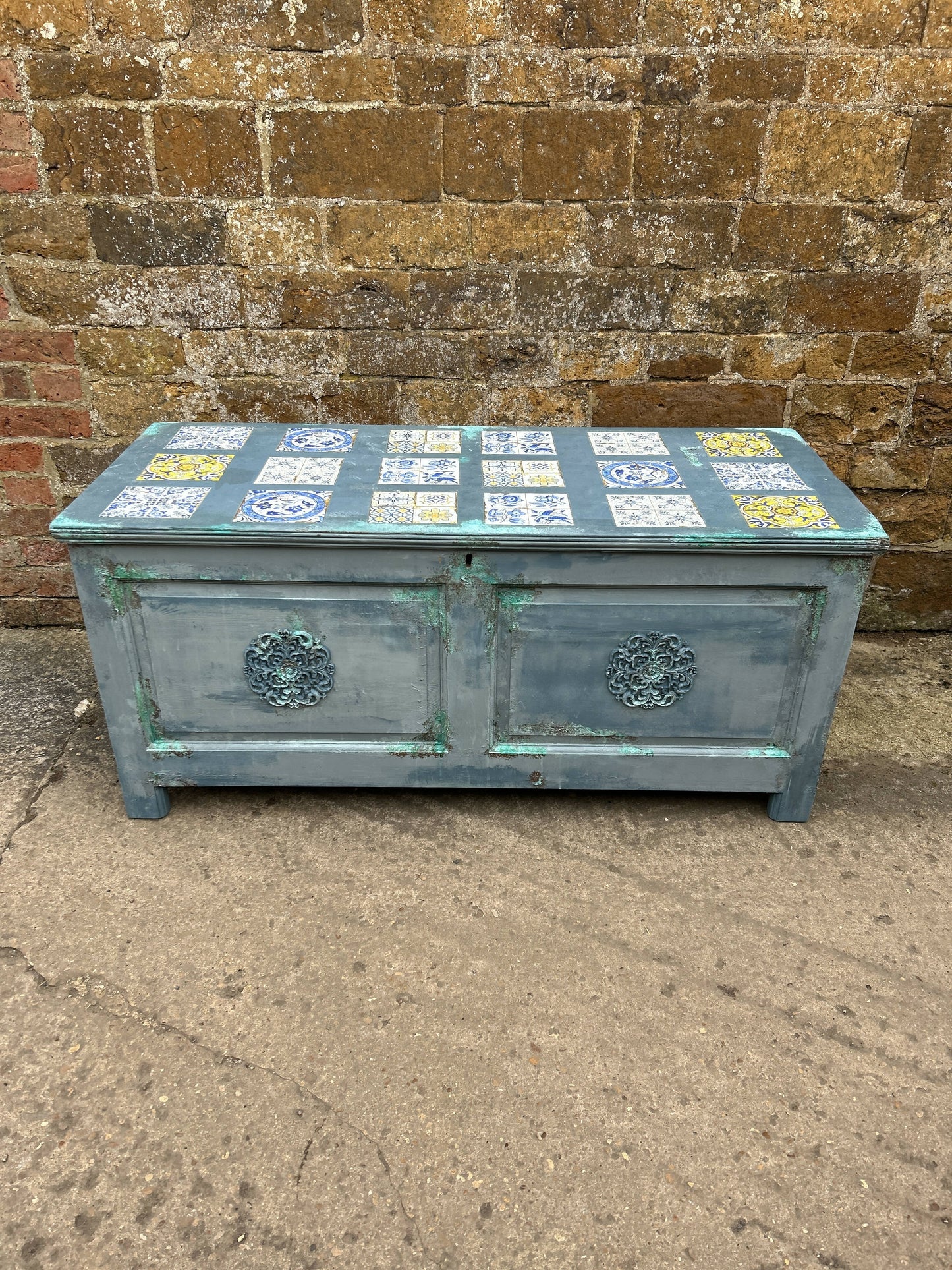 Blue Vintage Ottoman / Bed Box
