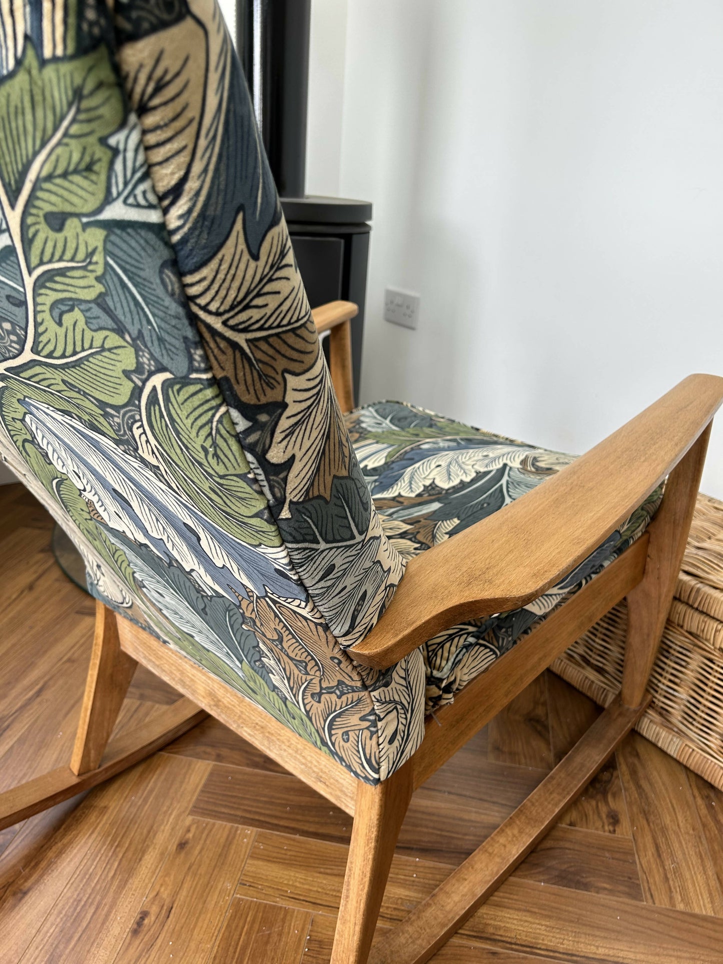 1970s Vintage Unique PK Rocking Chair William Morris velvet