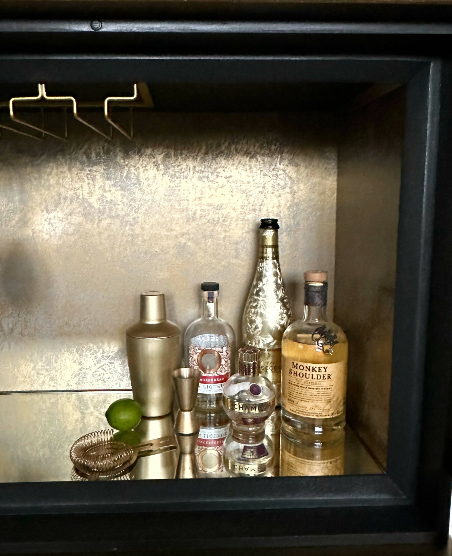 Black Art Deco Drinks Cocktail  Cabinet