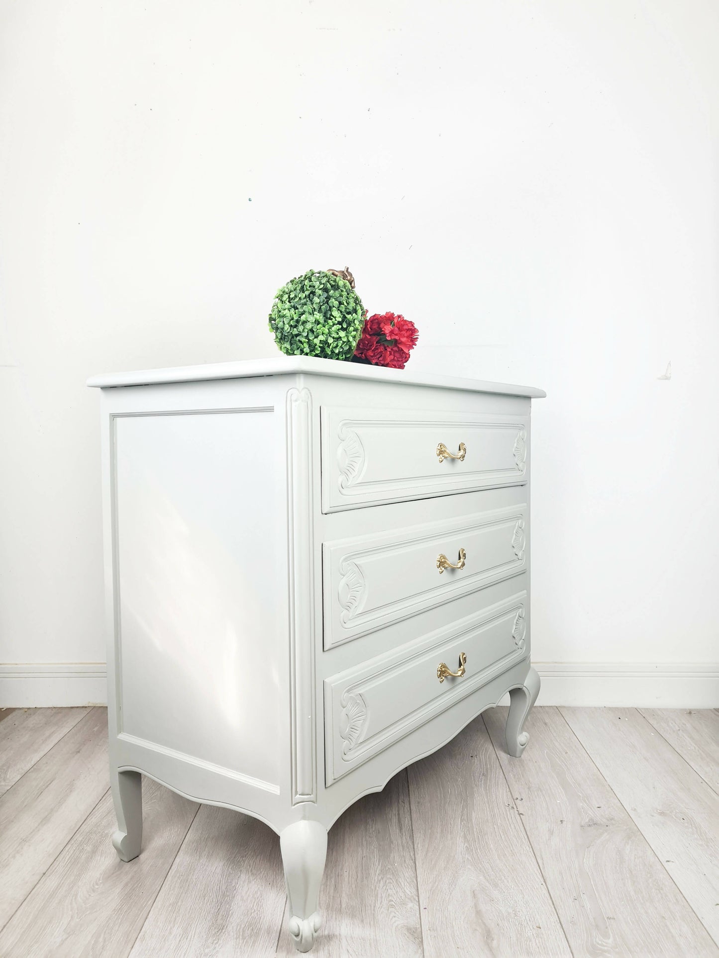 Grey French Vintage 3 Drawer Chest of Drawers