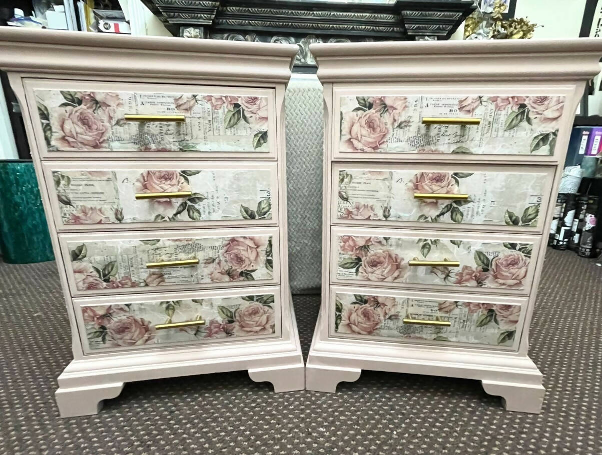 SOLD SOLD Vintage pink bedside cabinets