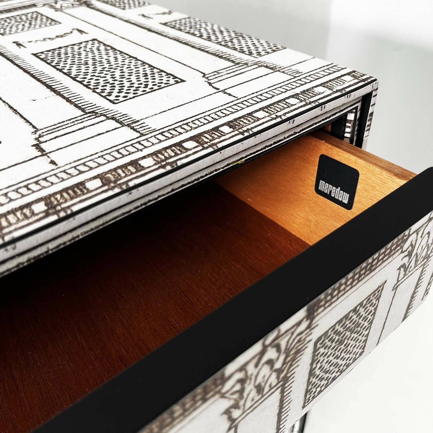 Painted Vintage Sideboard with light retro design Painted drawers Mid-ventury modern dressing table