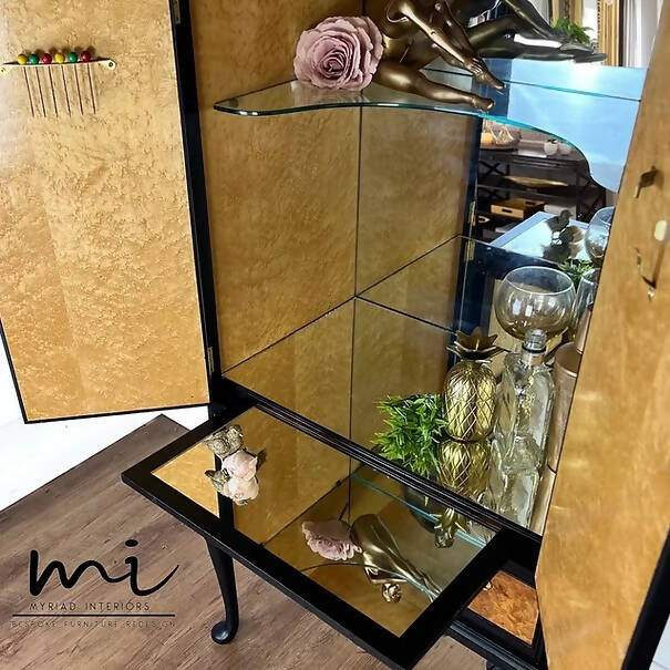 Vintage Cocktail Cabinet, Queen Anne Drink Cabinet Art Deco
