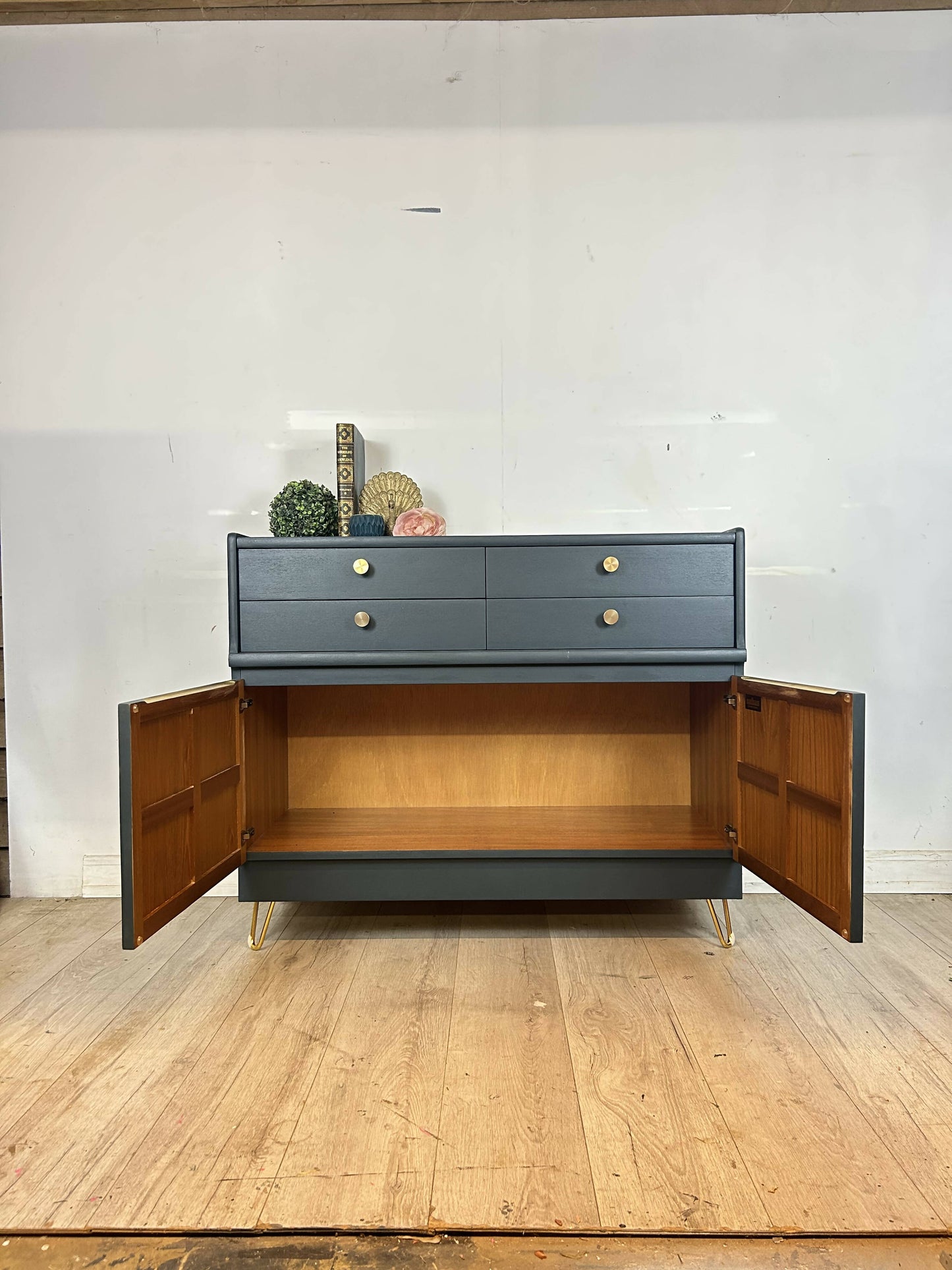 Nathan Teal and Gold Sideboard / Drinks Cabinet