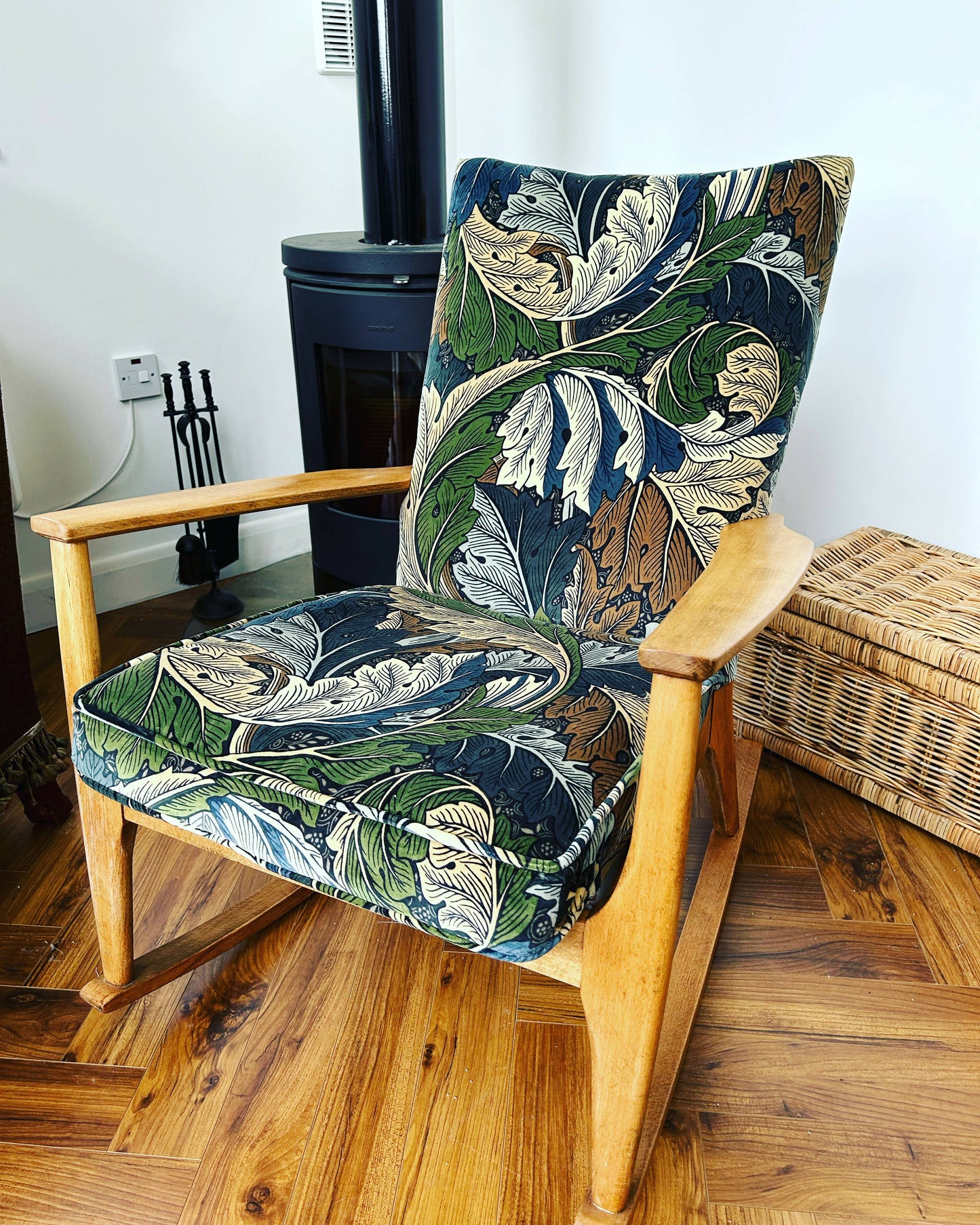 1970s Vintage Unique PK Rocking Chair William Morris velvet