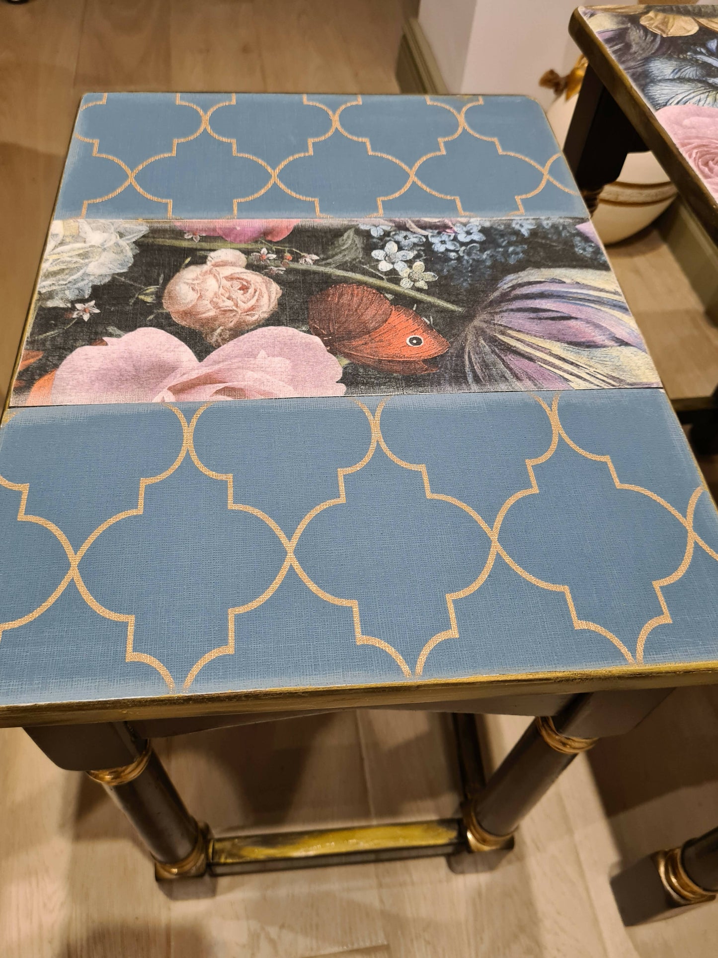 Ornate nest of 2 tables
