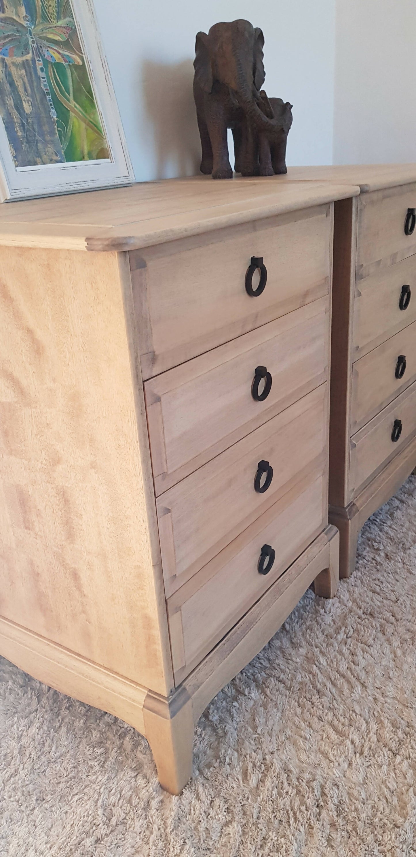 Stag Minstrel rustic, weathered style bedside table, Stag drawers natural colour