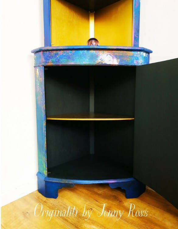 Corner Cabinet, Hand painted Gin Cupboard, Cocktail Wine Cabinet, Art Print Drinks Bar, Made to order