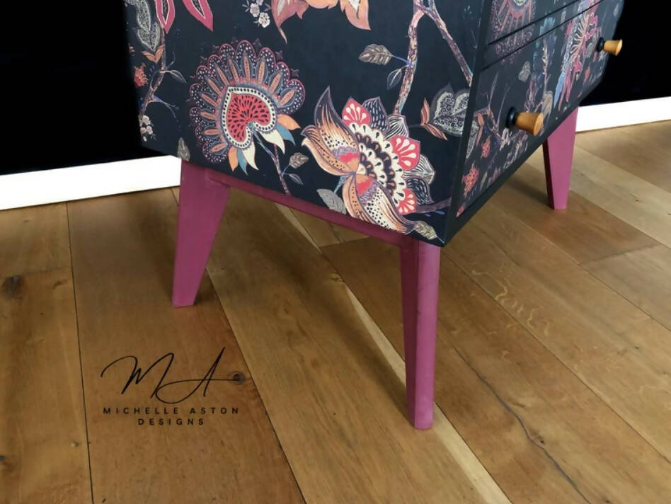 Morris of Glasgow Chest of Drawers, Paloma at home Decoupaged Drawers, 3 Drawer mid century Chest