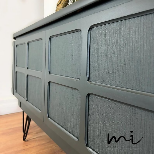 MADE TO ORDER Refurbished mid century modern Nathan sideboard, retro drinks cabinet, TV media cabinet, dark green, decoupaged