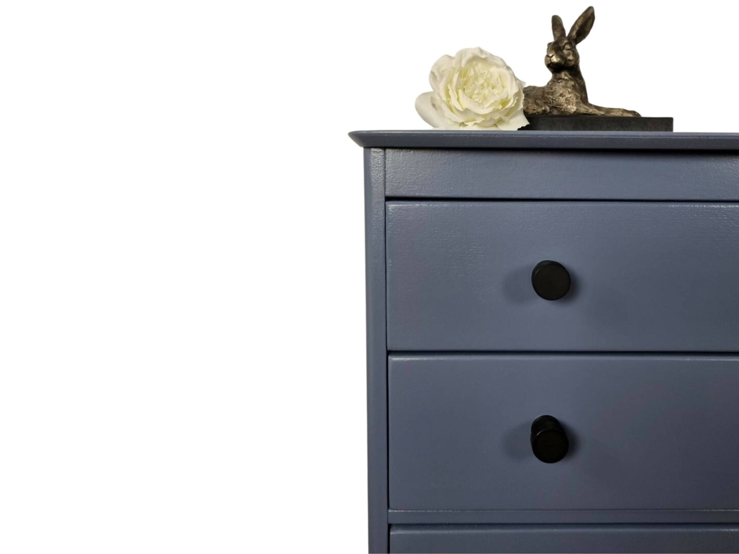 Blue chest of drawers with black handles, Bedroom furniture, Four drawers, Lebus