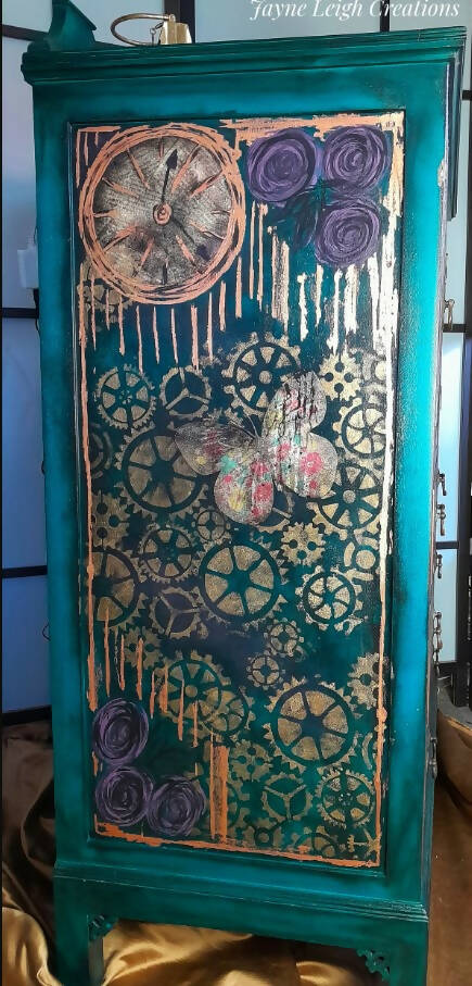 SOLD Blue Vintage Upcycled Tallboy Chest of Drawers