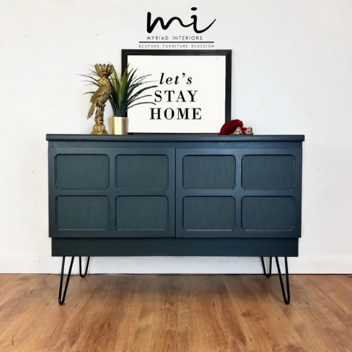 MADE TO ORDER Refurbished mid century modern Nathan sideboard, retro drinks cabinet, TV media cabinet, dark green, decoupaged