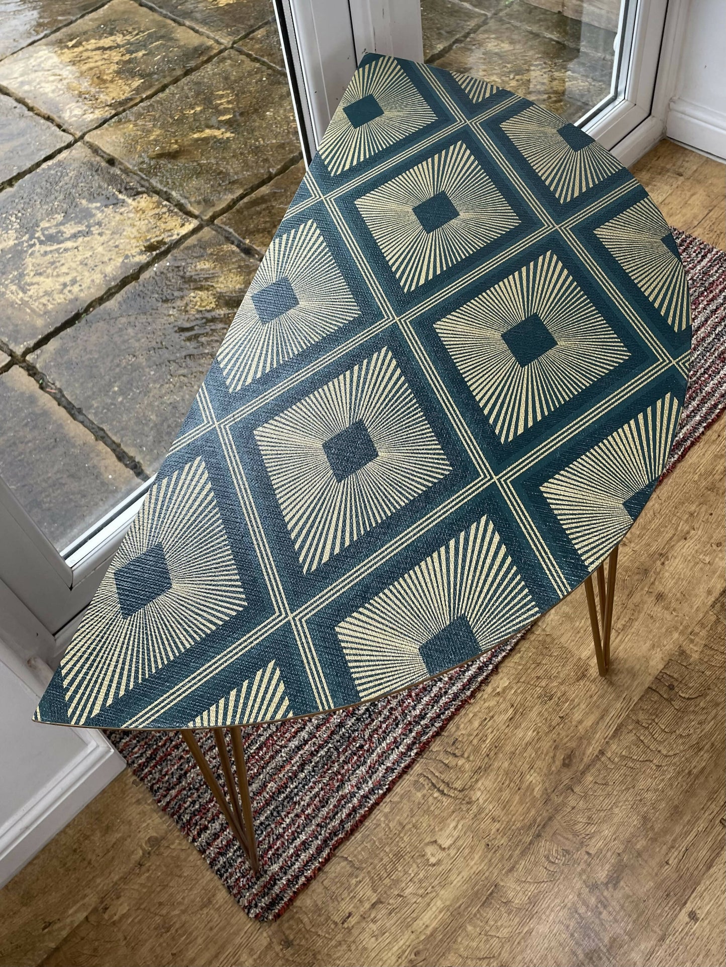Console Hall Table Half Circle Decoupage