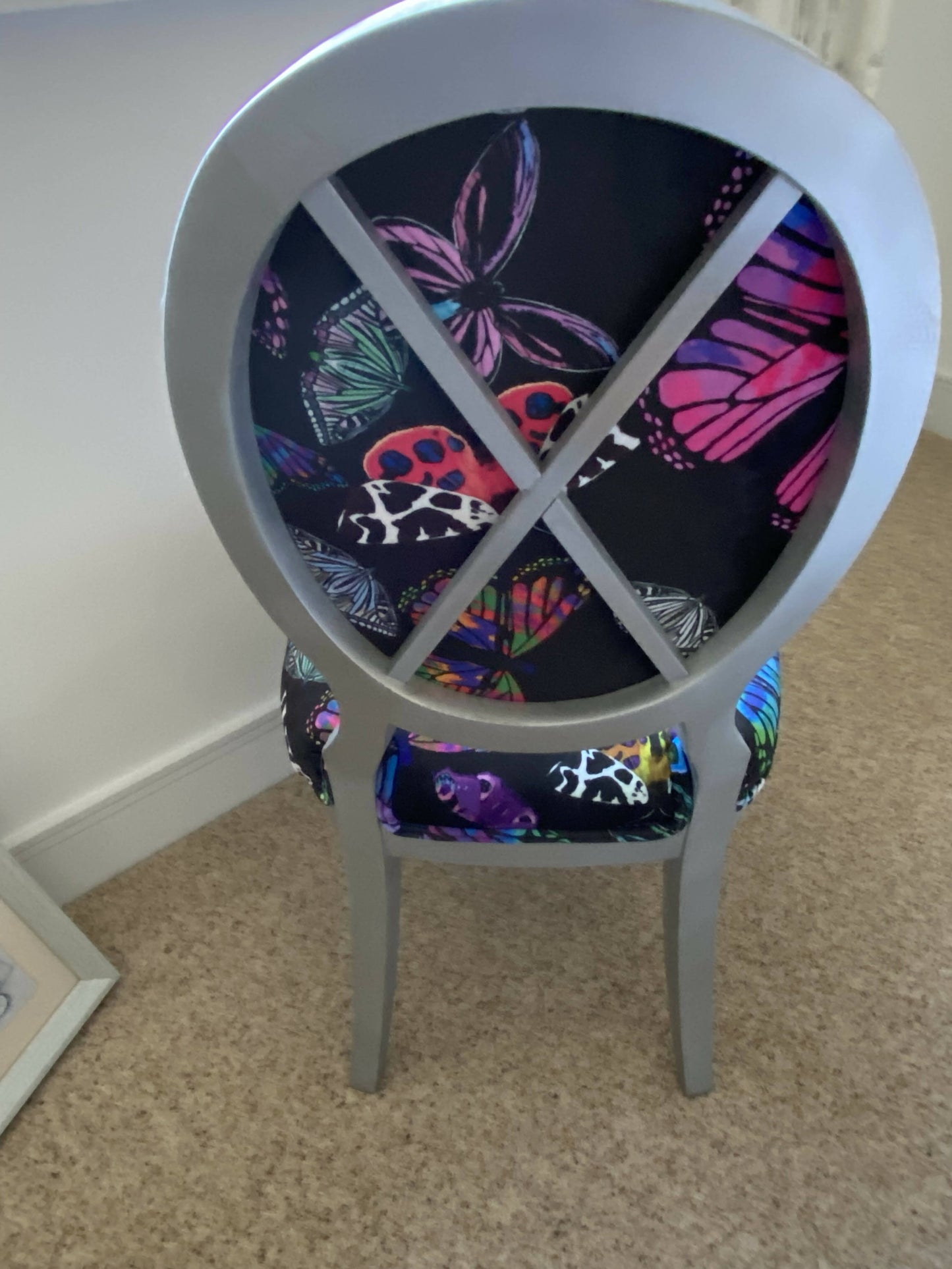 Designer Butterfly Fabric Accent Chair