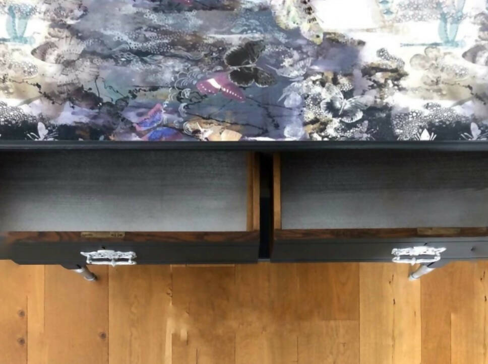 Two Drawer Grey Vintage Console Table