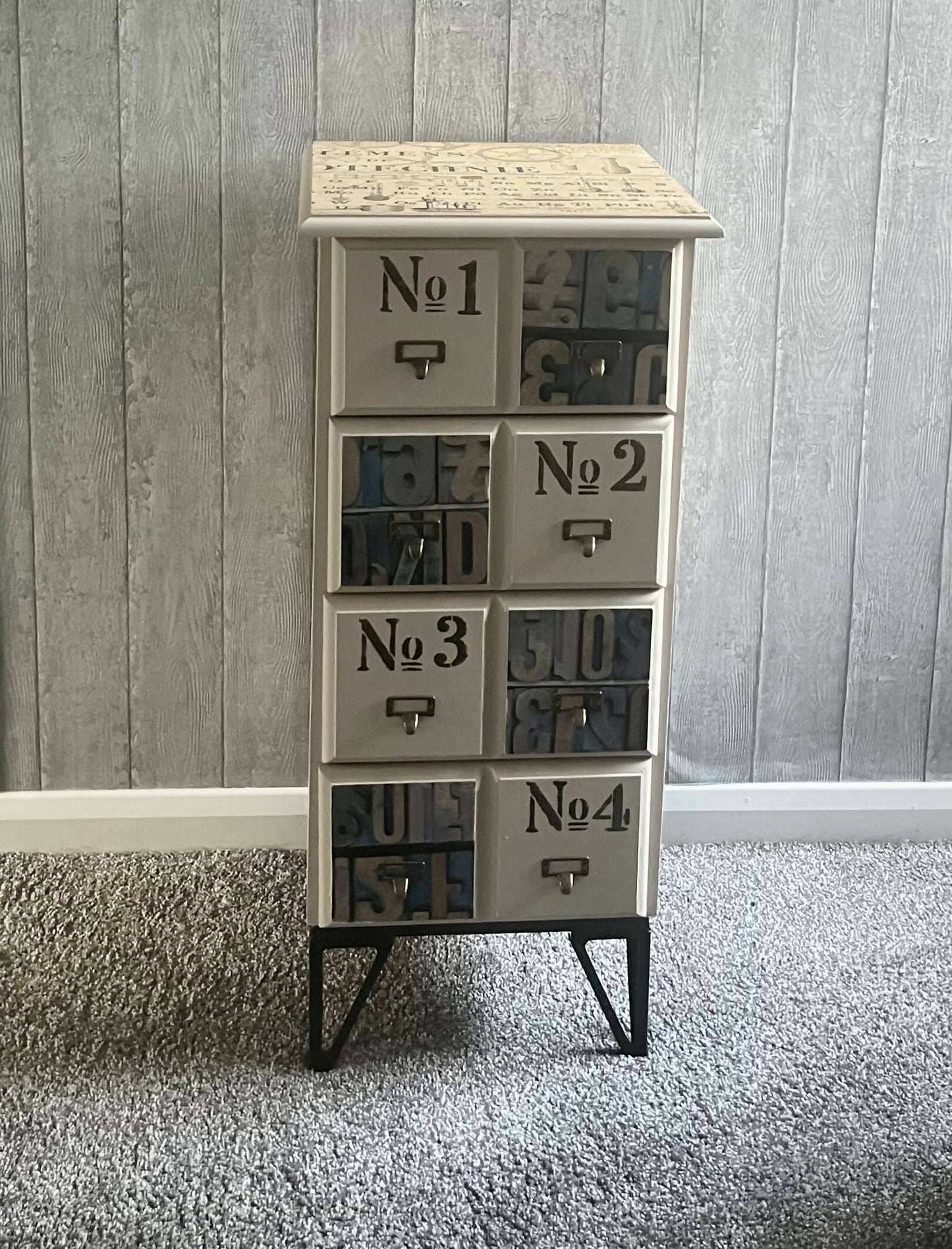 Grey Vintage Tallboy Drawers
