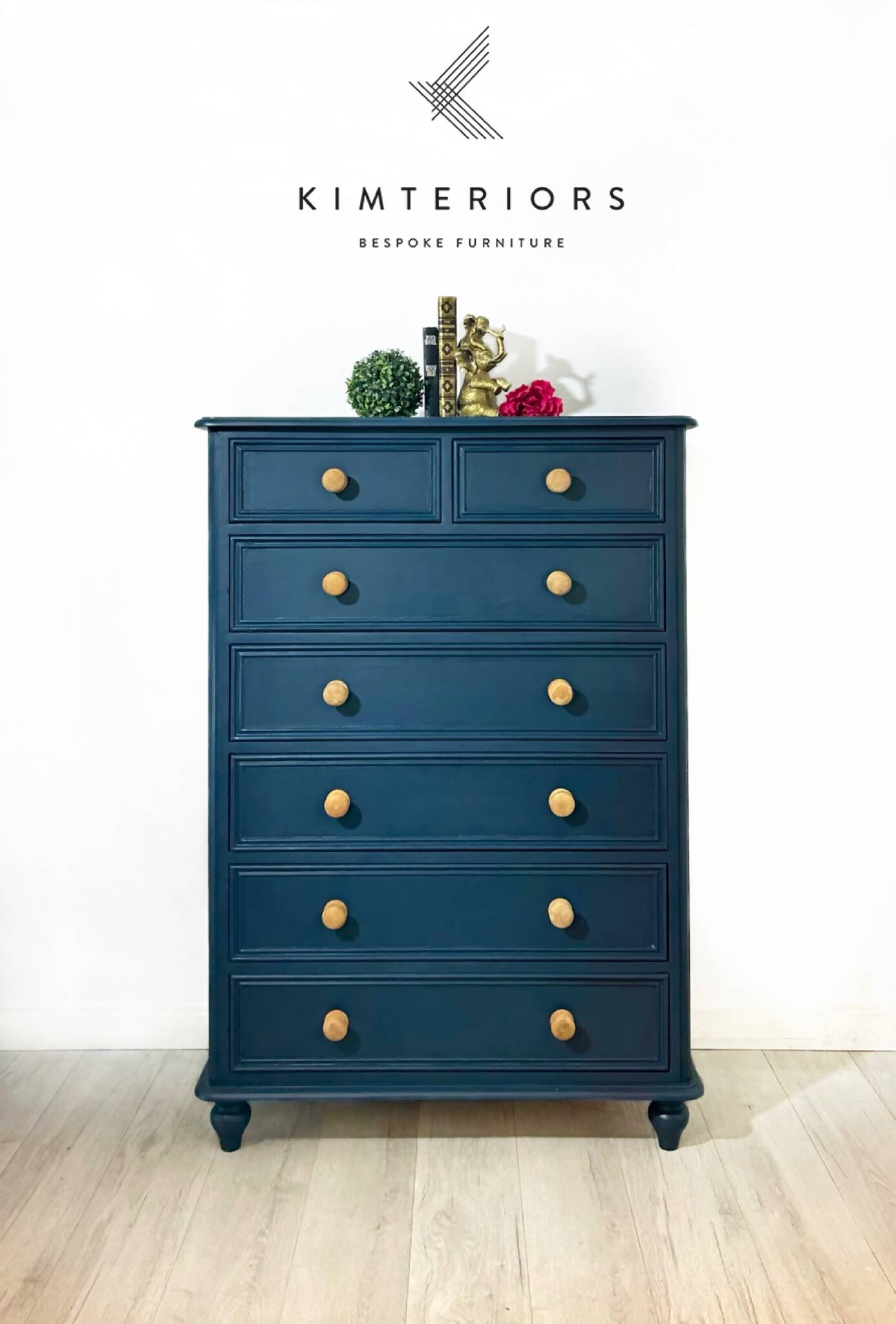 Blue Rustic Pine Chest of Drawers