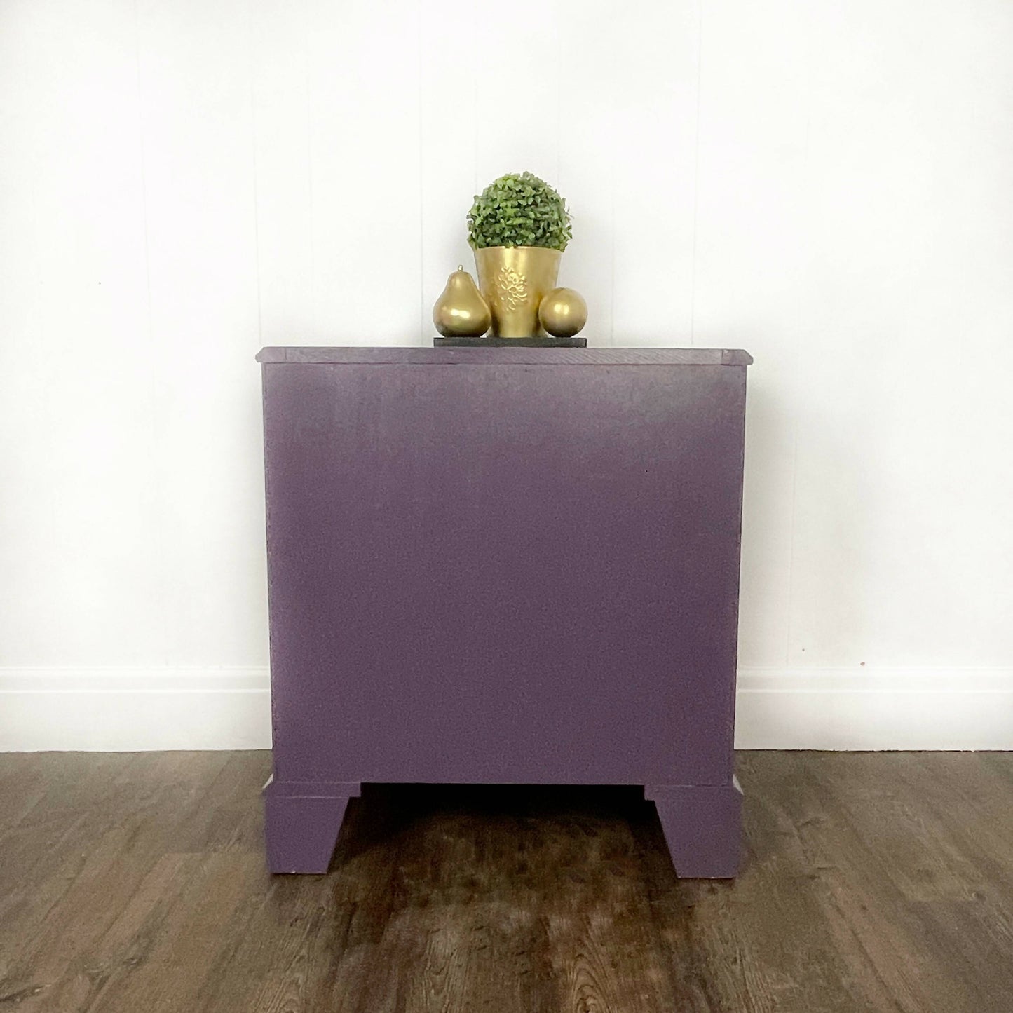 J Sydney Smith Bow Fronted Purple Drinks Cabinet with glass top