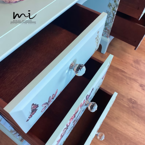 Pretty Stag Dressing Table/Desk, Floral, Flowers, Vintage, Drawers, Girls, Retro, Mid Century