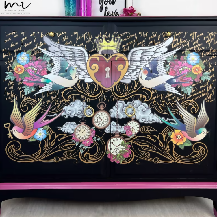 Vintage Maximalist Black Stag Drawers