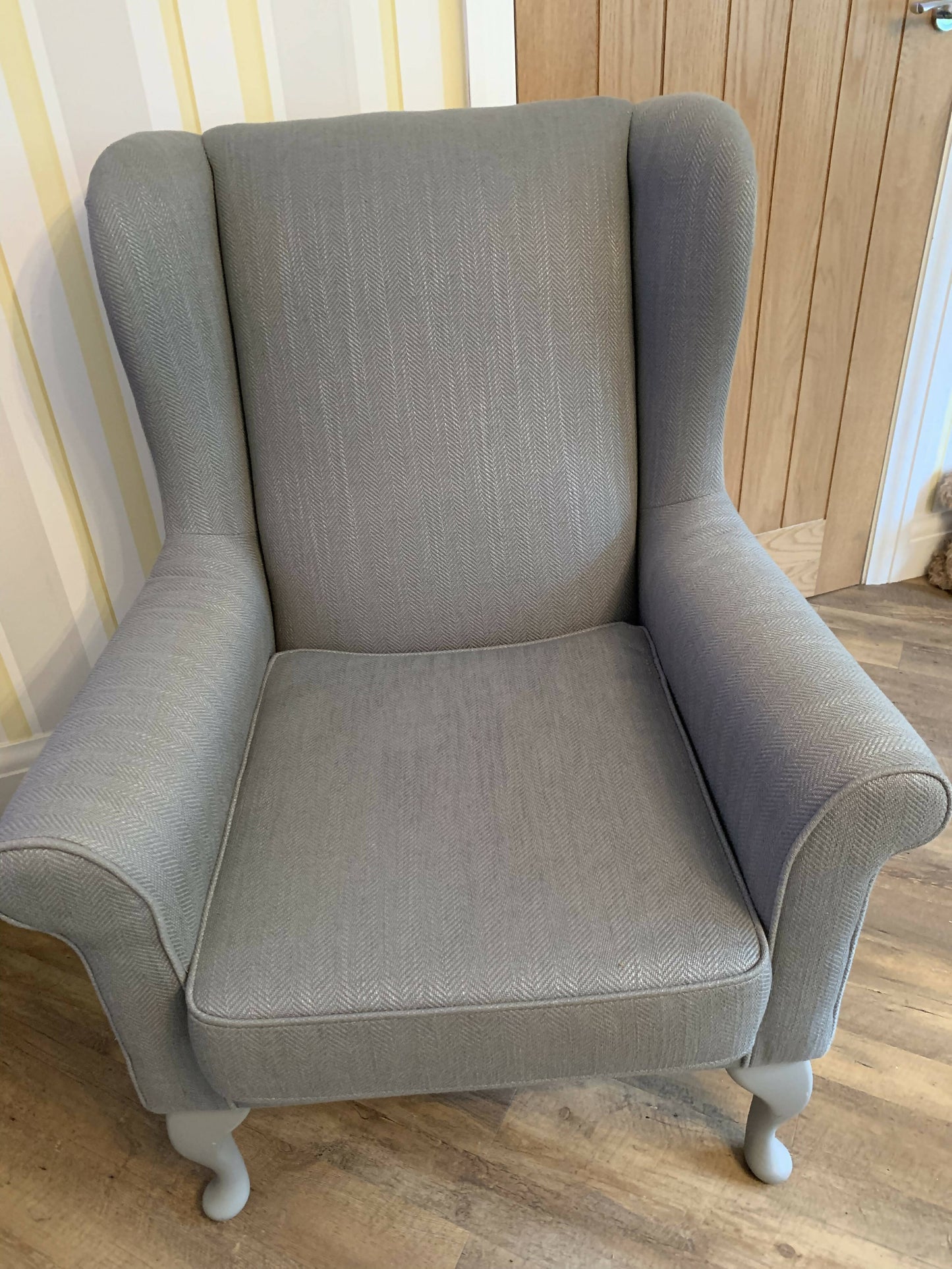 Reupholstered Vintage Winged Arm Chair