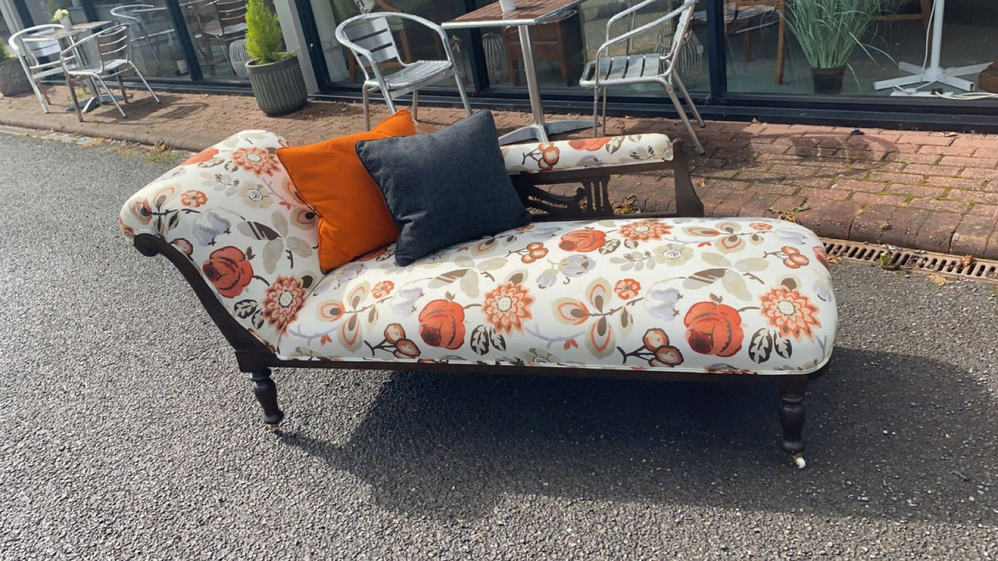 Reupholstered Art Noveau chaise lounge