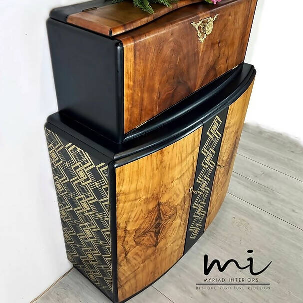 Large Art Deco Walnut Drinks Cabinet - commissions available