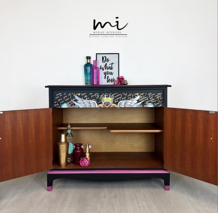 Vintage Maximalist Black Stag Drawers