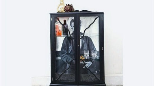 Gin Cabinet, Vintage Cocktail Cabinet, Black, James Dean Original Artwork
