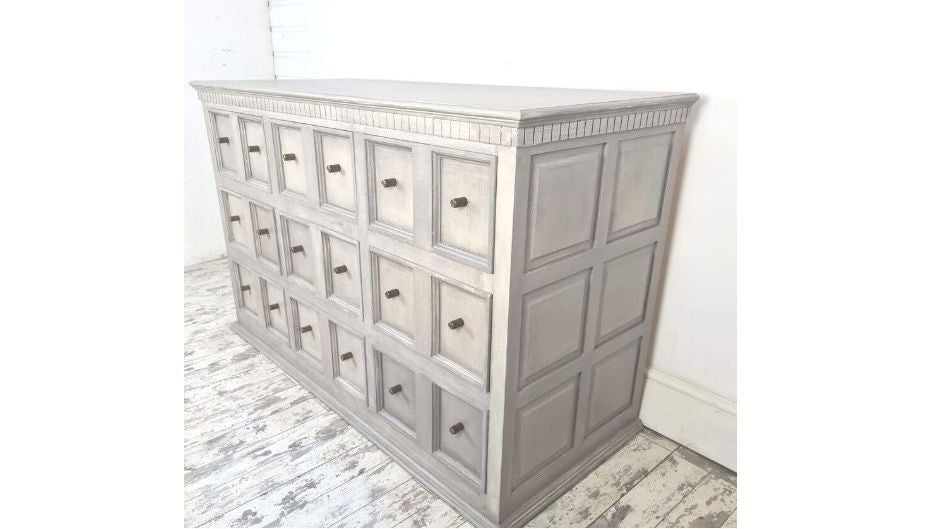 Grey Sideboard, Multi Drawer Cabinet With Nine Drawers