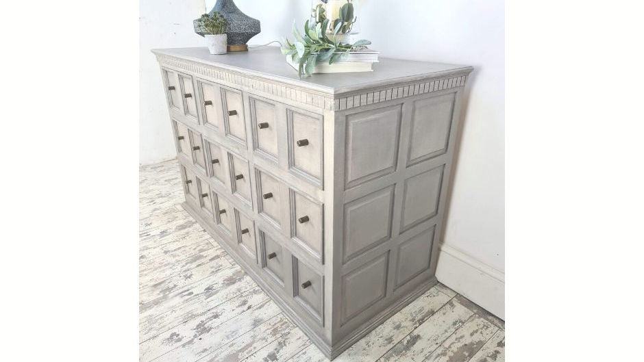 Grey Sideboard, Multi Drawer Cabinet With Nine Drawers