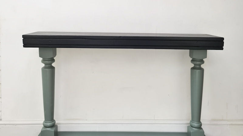 Console Hall Table, Sofa Table, Hand Painted Green and Black