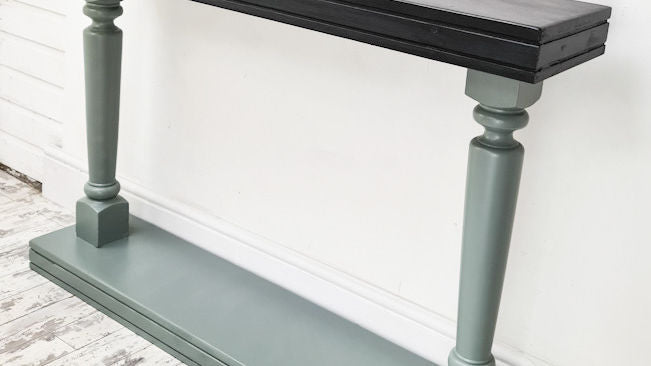 Console Hall Table, Sofa Table, Hand Painted Green and Black
