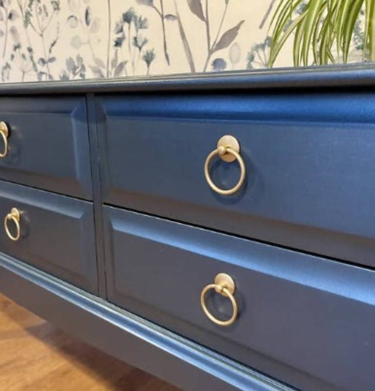 Blue Vintage Stag 6 Drawer Sideboard