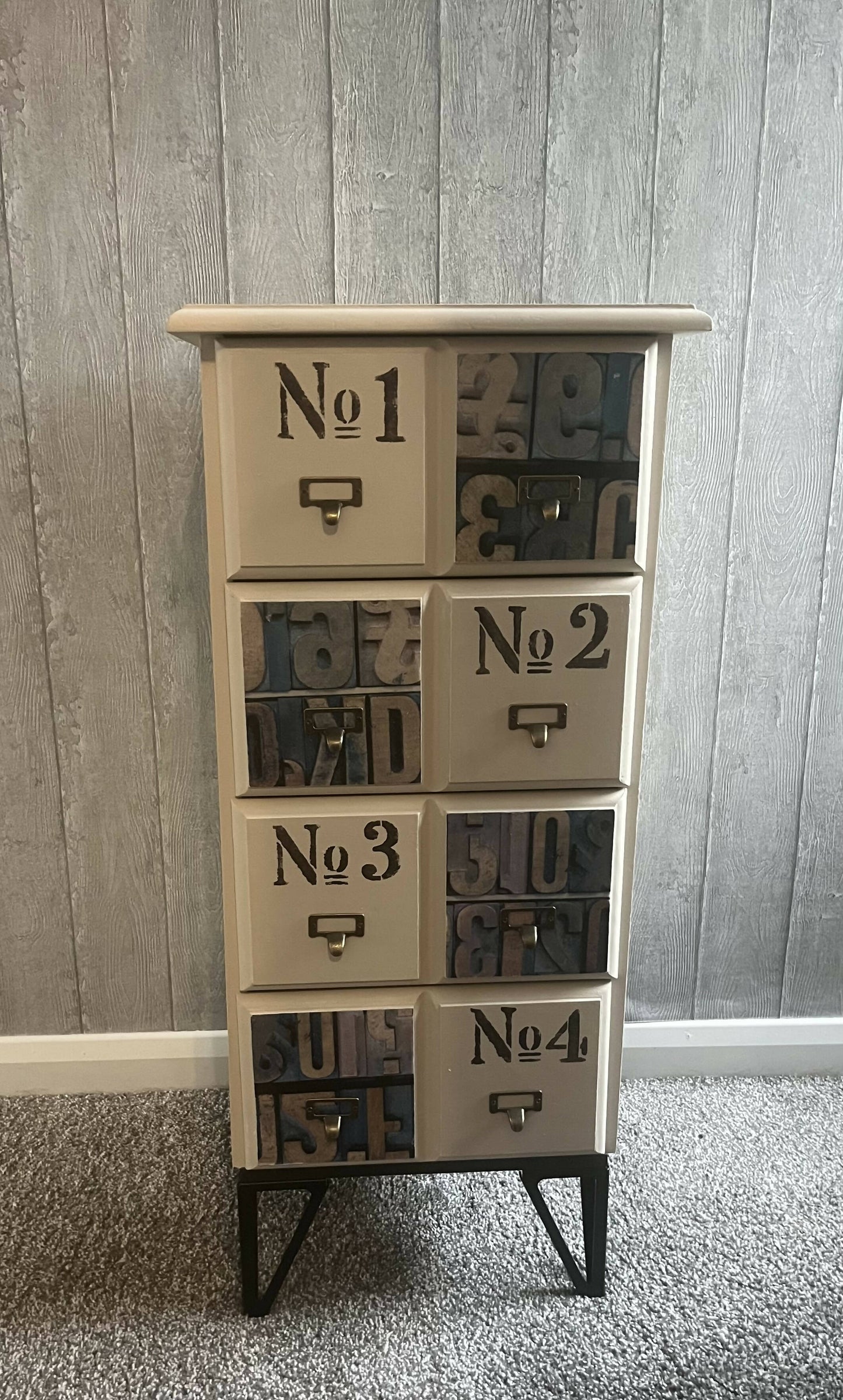 Grey Vintage Tallboy Drawers