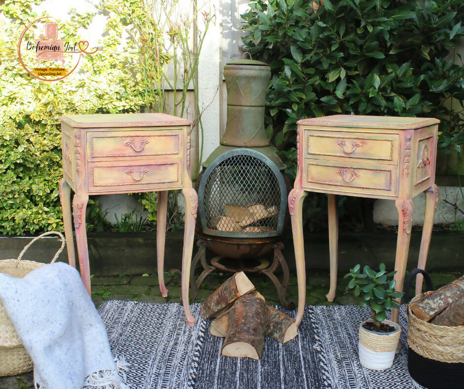 French Provincial Bed side Tables pair.